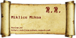 Miklics Miksa névjegykártya